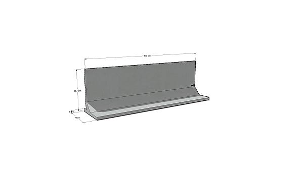 Keerwand 125 x 400 x 98cm