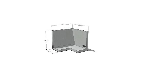 Keerwand Hoek 75 x 100/100 x 50cm