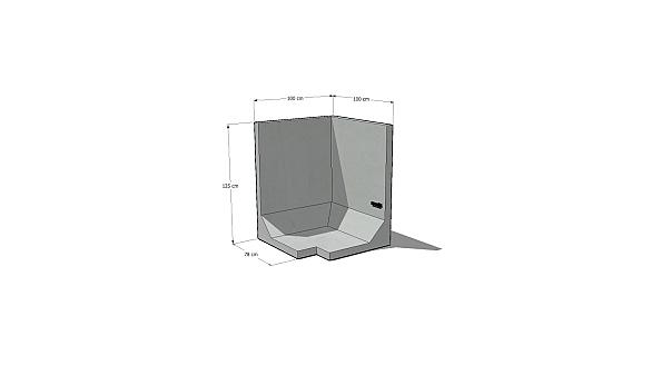 Keerwand Hoek 125 x 100/100 x 78cm